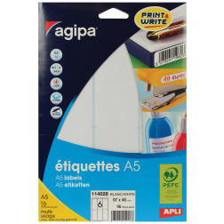 Agipa étiquettes blanches Print & Write ft 97 x 46 mm (l x h), 96 pièces, 6 par feuille