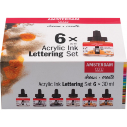 Amsterdam encre acrylique Lettering, set de 6 flacons de 30 ml, assorti