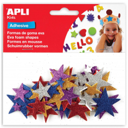 Apli Kids étoiles adhésifs avec paillettes, blister de 50 pièces