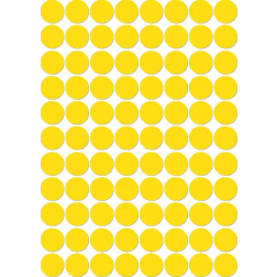 Apli étiquettes rondes en pochette diamètre 16 mm, jaune, 704 pièces, 88 par feuille