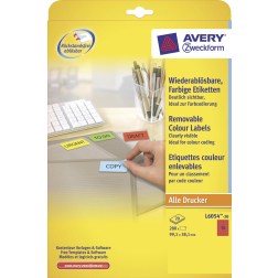 Avery étiquettes mini repositionnables ft 99,1 x 38,1 mm (l x h), 280 pièces, 14 par feuille, rouge