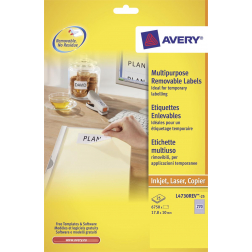 Avery L4730REV-25 étiquettes enlevables ft 17,8 x 10 mm (b x h), 6.750 étiquettes, blanc