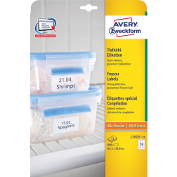 Avery étiquettes congelation Ft 63,5 x 33,9 mm (l x h), blanc, boîte de 600 étiquettes