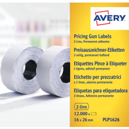 Avery PLP1626 étiquettes pour étiqueteuse, permanent, ft 26 x 16 mm, 12 000 étiquettes, blanc