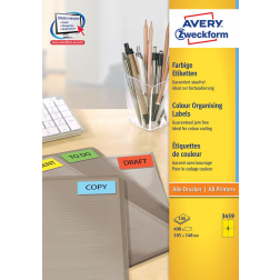 Avery étiquettes universelles colorées ft 105 x 148 mm (l x h), 400 pièces, jaune