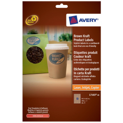 Avery L7103-20 étiquettes produits ft 63,5 x 42,3 mm (b x h), 360 étiquettes, kraft, ovale