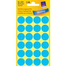 Avery Etiquettes ronds diamètre 18 mm, bleu, 96 pièces