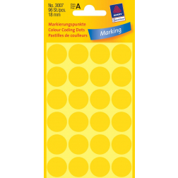 Avery Etiquettes ronds diamètre 18 mm, jaune, 96 pièces