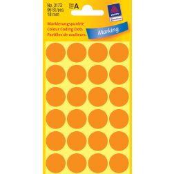 Avery Etiquettes ronds diamètre 18 mm, orange clair, 96 pièces
