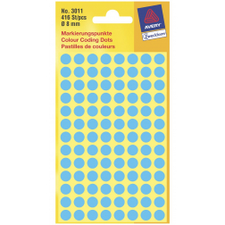Avery Etiquettes ronds diamètre 8 mm, bleu, 416 pièces