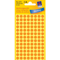 Avery Etiquettes ronds diamètre 8 mm, orange clair, 416 pièces