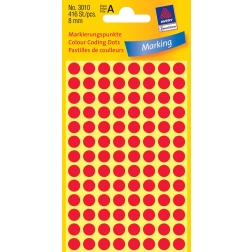 Avery Etiquettes ronds diamètre 8 mm, rouge, 416 pièces