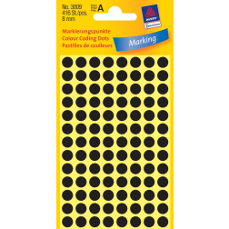 Avery Etiquettes ronds diamètre 8 mm, noir, 416 pièces