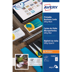 AVERY cartes de visite 185 g/m², 10 par feuille, 250 pièces