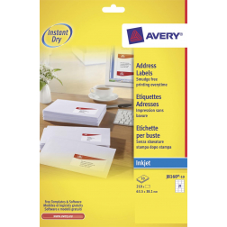 Avery J8160-10 étiquettes adresse ft 63,5 x 38,1 mm, 210 étiquettes, blanc