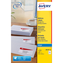 Avery Etiquettes blanches jet d'encre QuickDry boîte de 40 feuilles ft 63,5 x 33,9 mm (l x h), 960 pièces