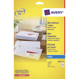 Avery J8651-10 étiquettes mini ft 38,1 x 21,2 mm (b x h), 650 étiquettes, blanc