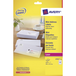 Avery L7651-25 étiquettes adresse mini ft 38,1 x 21,2 mm (b x h), 1.625 étiquettes, blanc
