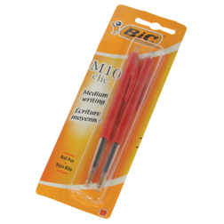 Bic stylo bille M10 Clic sous blister, pointe moyenne, rouge