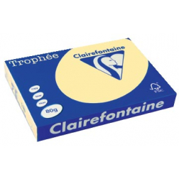 Clairefontaine Trophée Pastel, papier couleur, A3, 80 g, 500 feuilles, jaune canari