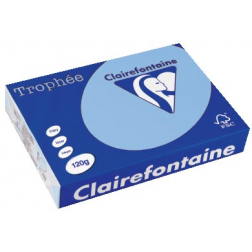 Clairefontaine Trophée Pastel, papier couleur, A4, 120 g, 250 feuilles, bleu vif