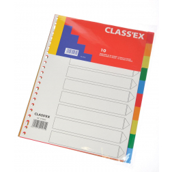 Class'ex intercalaires perforation 23 trous, 10 onglets, 2 x 5 couleurs, avec page de garde