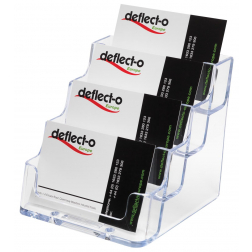 Deflecto Porte-cartes de visite 4 compartiments, transparent
