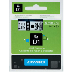 Dymo D1 ruban 6 mm, noir sur transparent