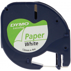 Dymo LetraTAG ruban 12 mm, papier blanc