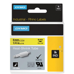 Dymo RHINO tube de thermo-rétraction 6 mm, noir sur jaune