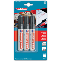 Edding marqueur permanent e-500 noir, blister de 3 pièces