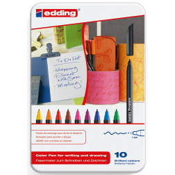 Edding feutre e-1200 10 feutres en couleurs assorties en boîte métallique
