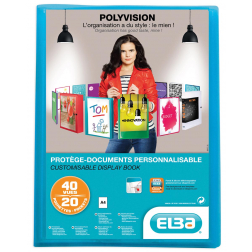 OXFORD Polyvision protège documents personnalisable, format A4, en PP, 20 pochettes, bleu