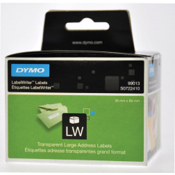 Dymo étiquettes LabelWriter ft 89 x 36 mm, transparent, 260 étiquettes