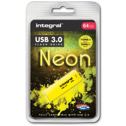 Integral Neon clé USB 3.0, 64 Go, jaune