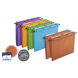 L'Oblique dossiers suspendus pour tiroirs AZO entraxe 330 mm (A4), fond en V, couleurs assorties