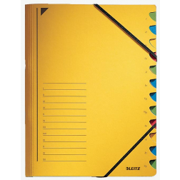 Trieur de bureau Leitz, carton, ft A4, 12 compartiments, jaune