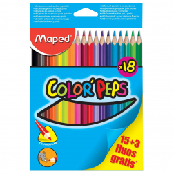 Maped crayon de couleur Color'Peps 15 crayons de couleur + 3 fluo