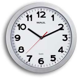 MAULstep horloge murale, quartz, diamètre 30 x 5 cm, cadre en plastique, argent