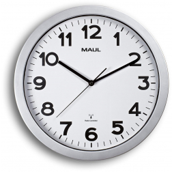 MAULstep horloge murale, radiopilotée, diamètre 35 x 5 cm, cadre en plastique, argent