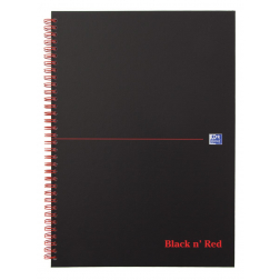 Oxford BLACK N' RED cahier spiralé en carton, 140 pages ft A4, quadrillé 5 mm