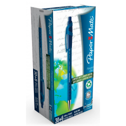 Paper Mate stylo bille Flexgrip Ultra RT, bleu, boîte 30 + 6 pièces gratuit