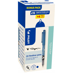 Pilot feutre V-Sign Pen, boîte de 16 + 4 pièces, bleu