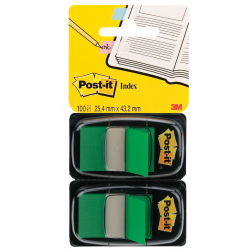 Post-it Index standard, ft 25,4 x 43,2 mm, dévidoir avec 2 x 50 cavaliers, vert