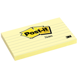 Post-it Notes, ft 76 x 127 mm, jaune, ligné, bloc de 100 feuilles