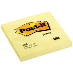Post-it Notes, 100 feuilles, ft 76 x 76 mm, jaune
