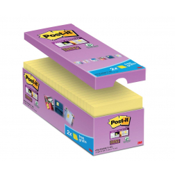 Post-it Super Sticky notes, 90 feuilles, ft 76 x 76 mm, jaune, paquet de 14 blocs + 2 gratuit