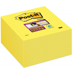 Post-it Super Sticky notes cube, 350 feuilles, ft 76 x 76 mm, jaune néon