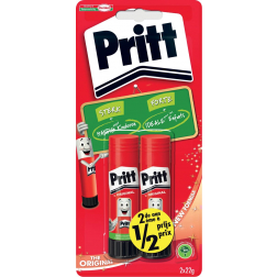 Pritt bâton de colle, 22 g, blister de 2 pièces, 2ième à moitié prix