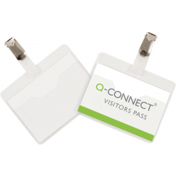 Q-CONNECT badge avec clip 90 x 60 mm, boîte de 25 pièces